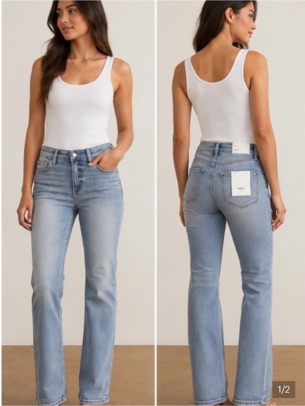 Vervet Miranda Light Wash High-Rise Straight Leg Jeans - Light Blue